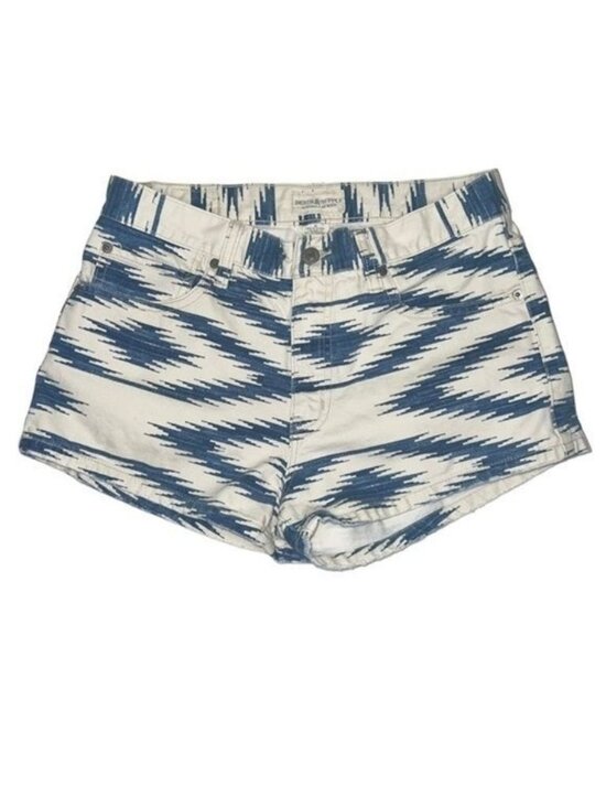 Denim & Supply Ralph Lauren Pants - Denim & Supply Shorts Womens 28 Blue White Cotton Tribal Print High-Rise Denim